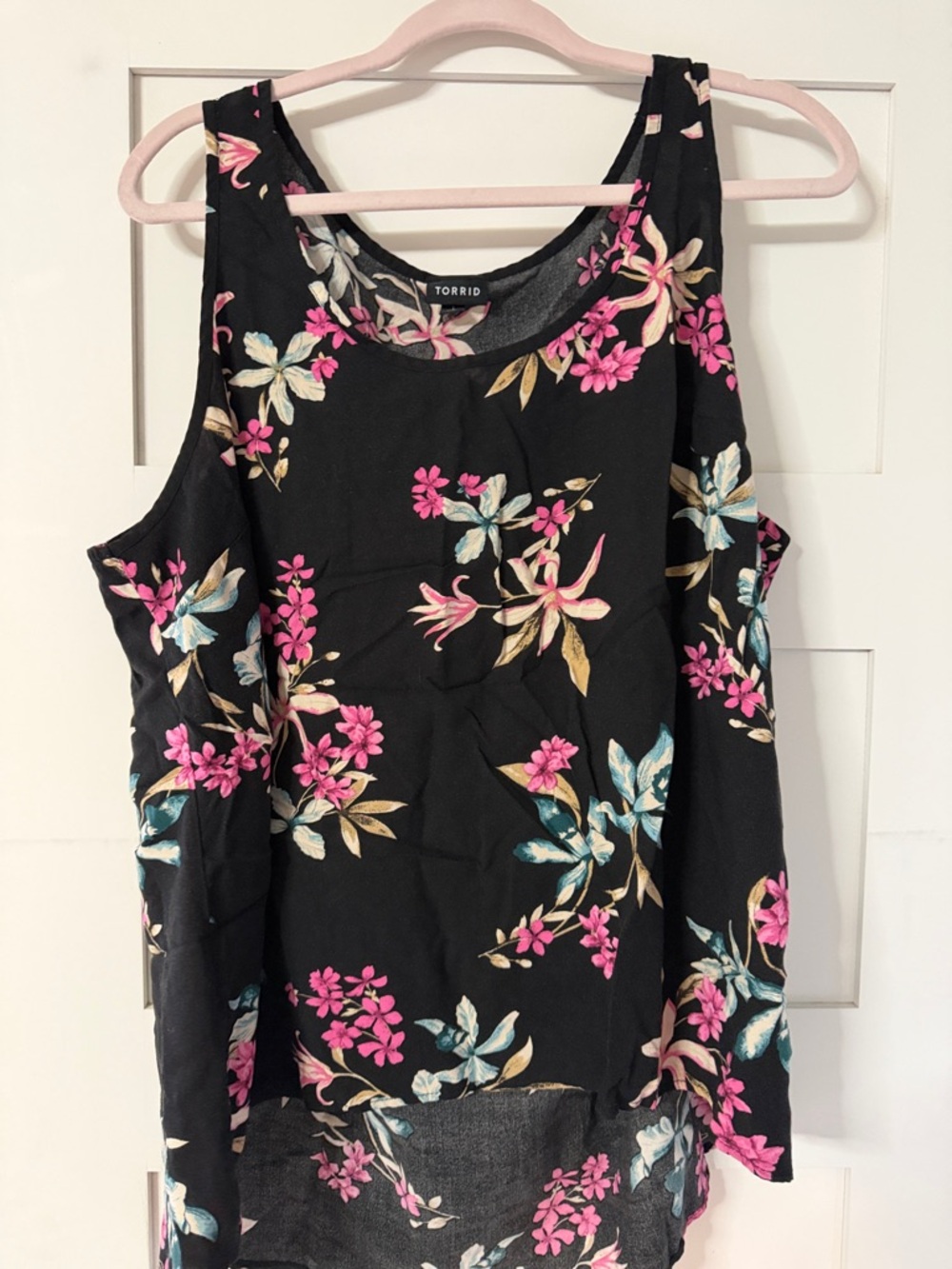 torrid Black Tank Top with Pink & Teal Floral Print